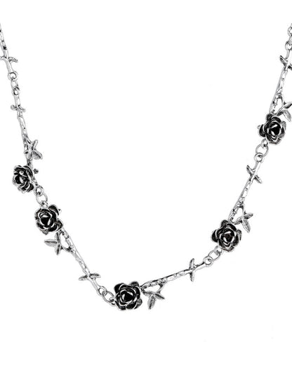 Black Camellia Rose Choker Necklace