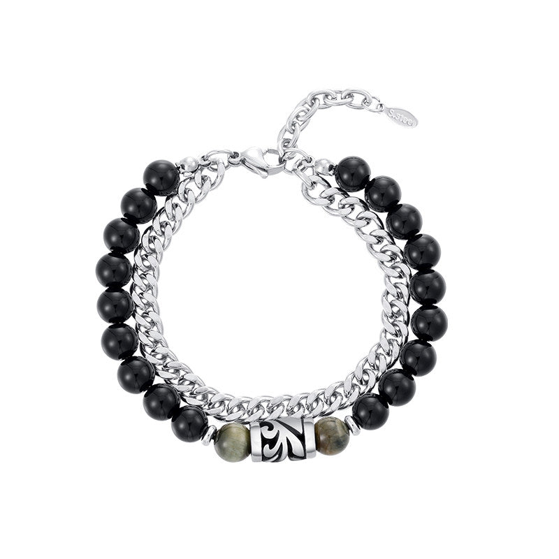 Layered Onyx Men Bracelet