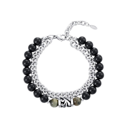 Layered Onyx Men Bracelet