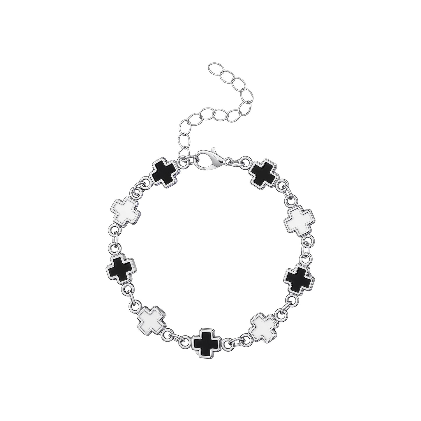 Black White Cross Bracelet