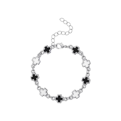 Black White Cross Bracelet