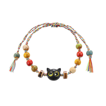 Cat Beaded Cord Bracelet