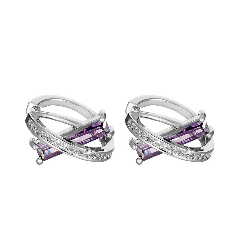 Purple Zircon Hoop Earrings