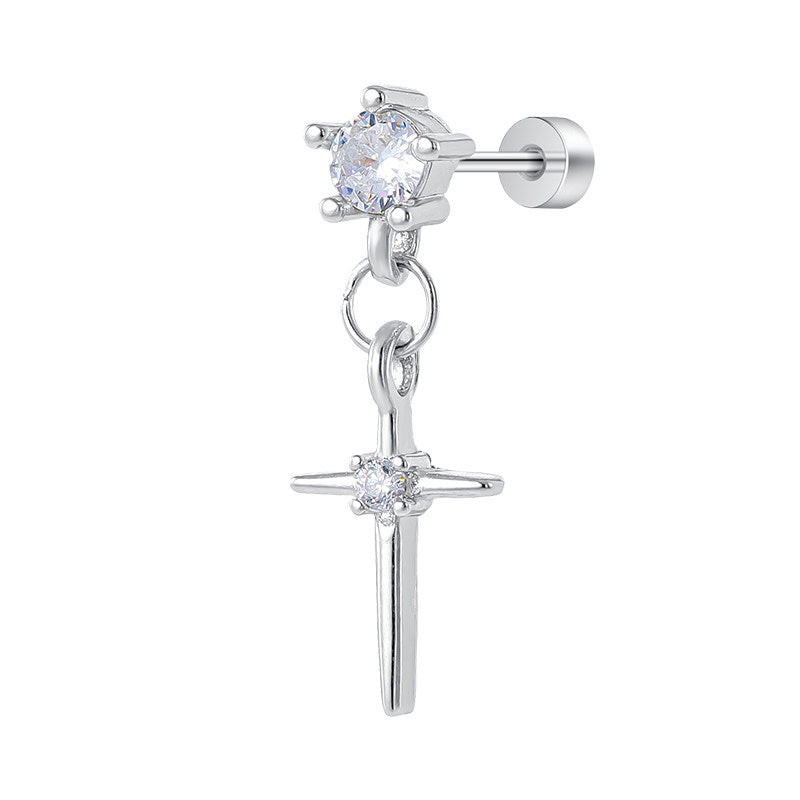 Cross Tassel Zircon Studs