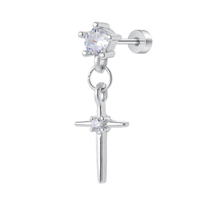 Cross Tassel Zircon Studs