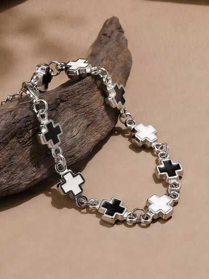 Black White Cross Bracelet