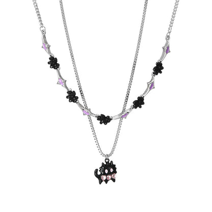Cat Pendant Y2K Layered Necklace
