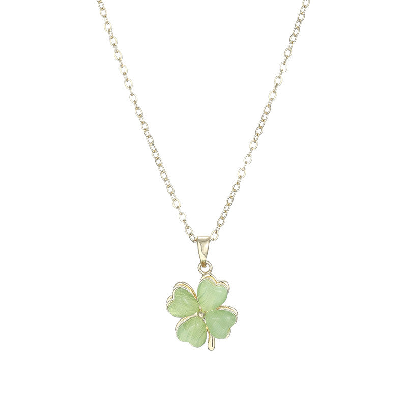 Green Clover Resin Pendant Necklace