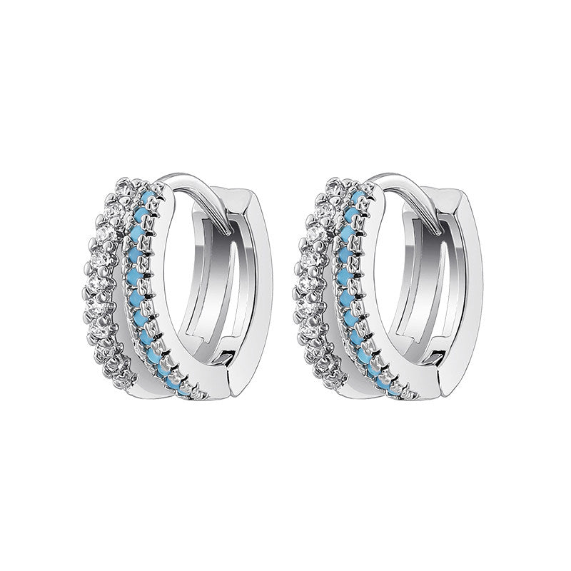 Ocean Blue Zircon Hoops