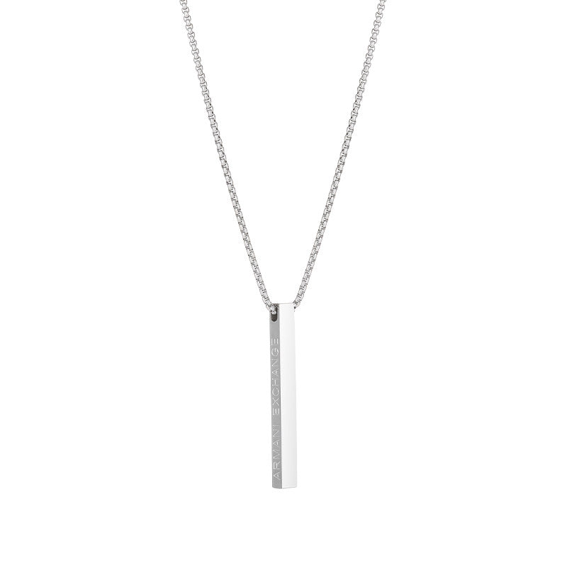 Titanium Letter Bar Pendant Necklace