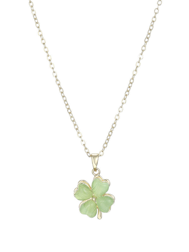 Green Clover Resin Pendant Necklace