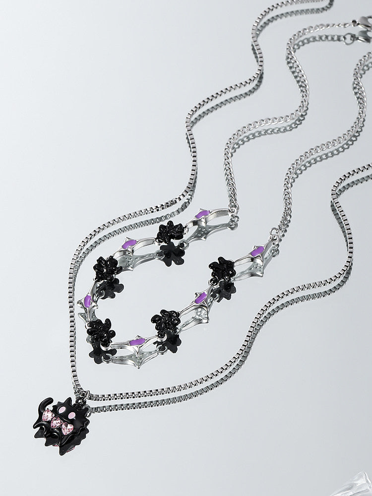 Cat Pendant Y2K Layered Necklace