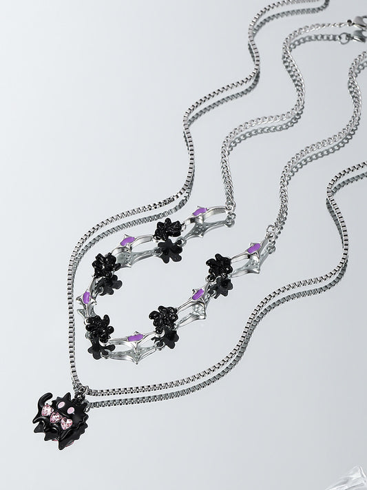 Cat Pendant Y2K Layered Necklace