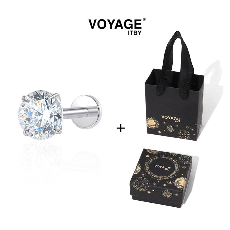 Titanium CZ Flat Piercing Stud