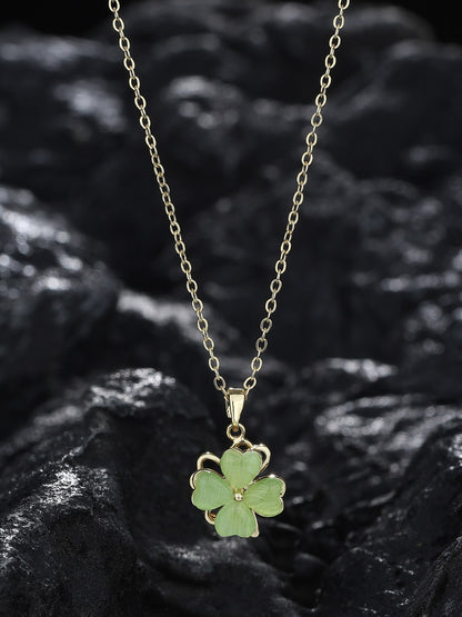 Green Clover Resin Pendant Necklace
