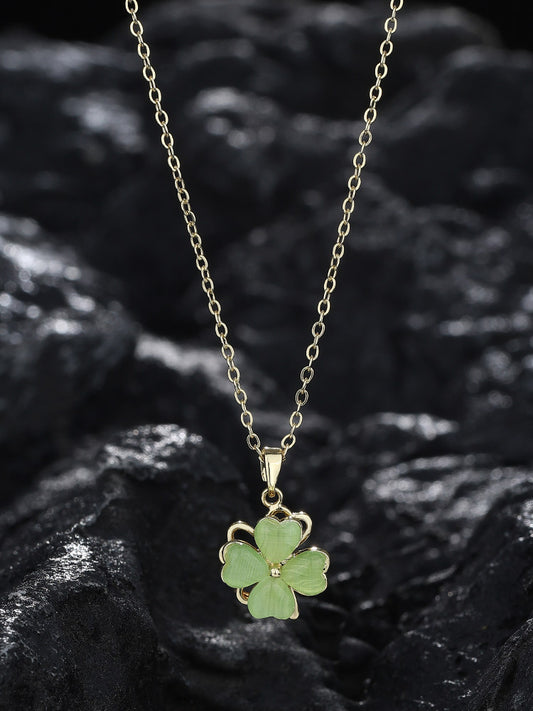 Green Clover Resin Pendant Necklace