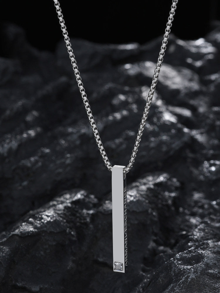 Titanium Letter Bar Pendant Necklace