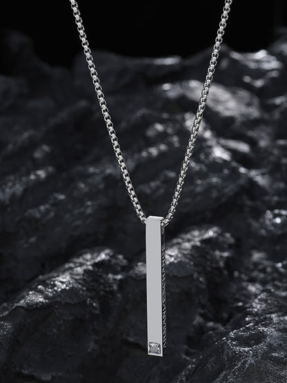Titanium Letter Bar Pendant Necklace