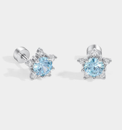 Blue Snowflake Titanium Studs