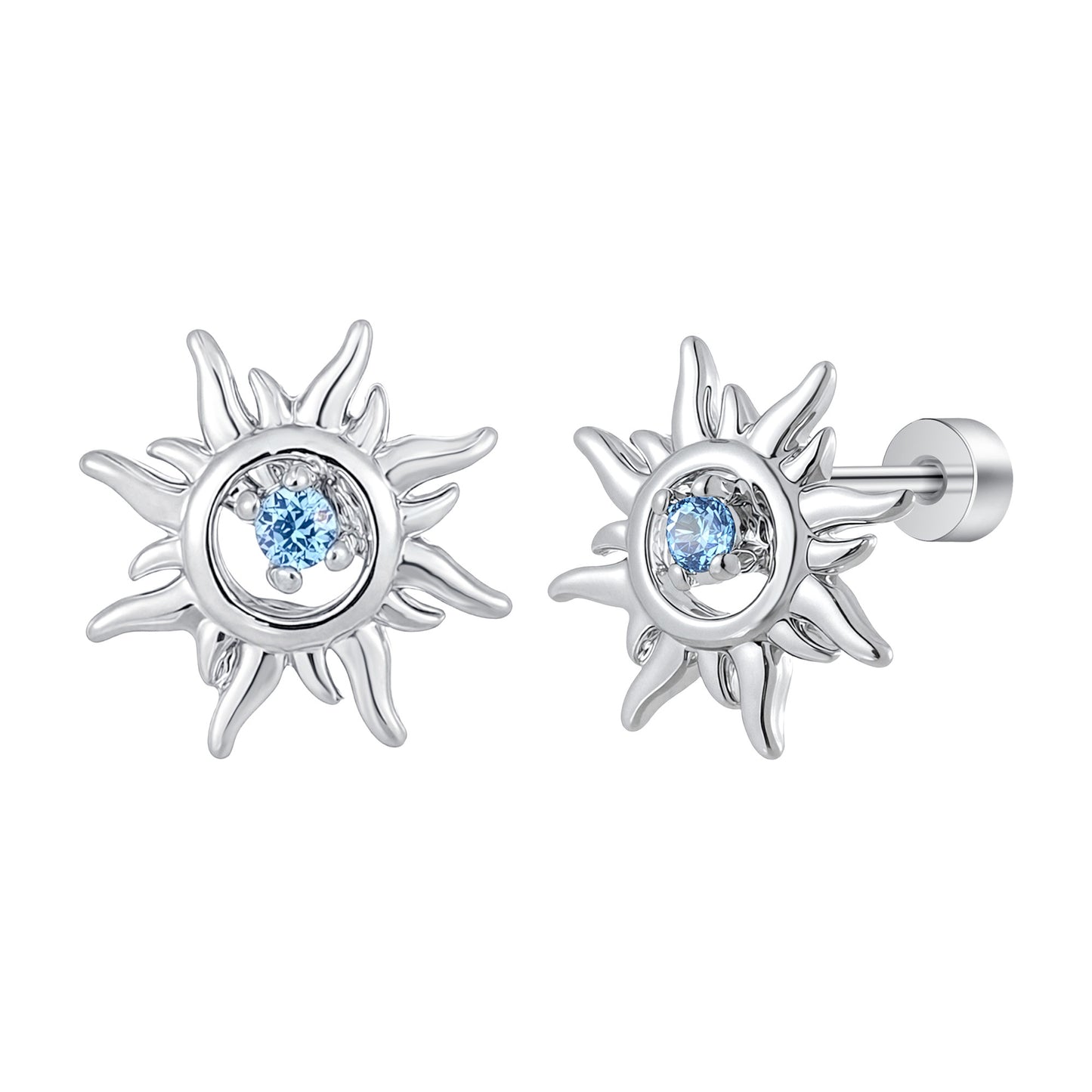 Blue Saturn Heart Studs