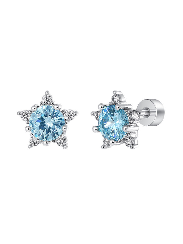 Blue Snowflake Titanium Studs