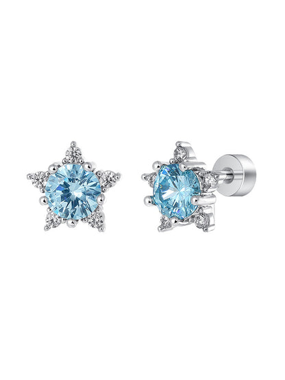 Blue Snowflake Titanium Studs
