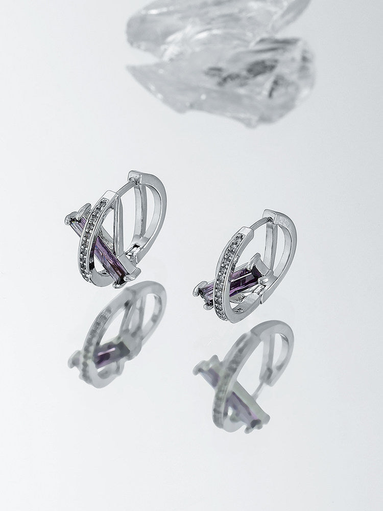 Purple Zircon Hoop Earrings