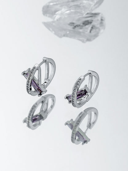 Purple Zircon Hoop Earrings