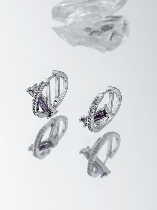 Purple Zircon Hoop Earrings