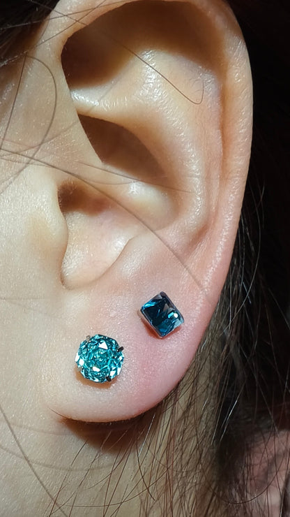 Blue Rose Titanium Stud Earrings
