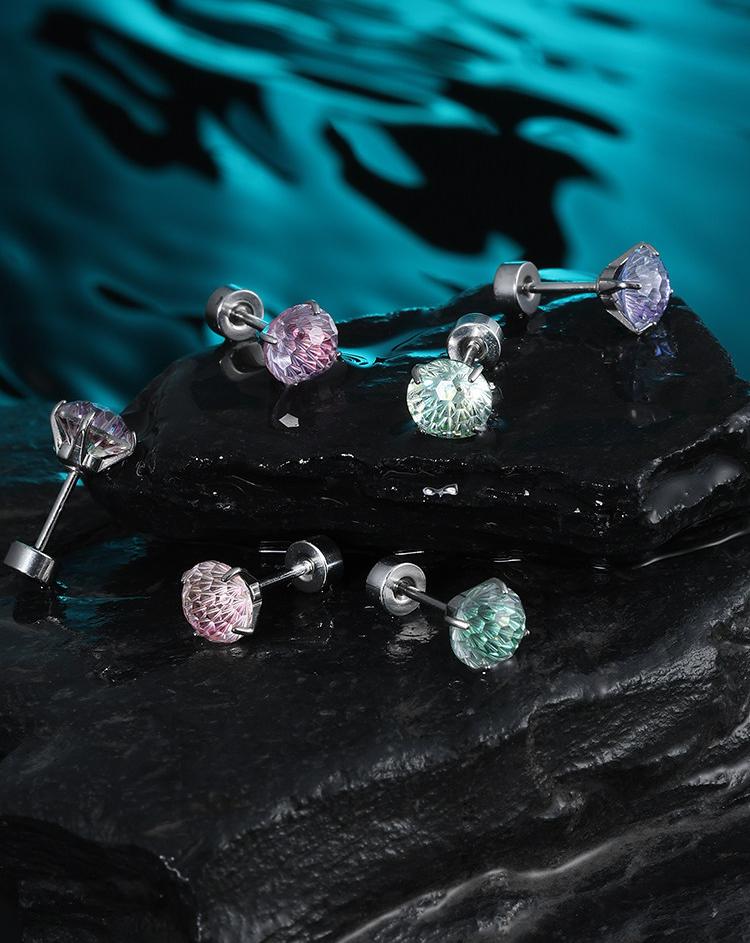Mint Firework Zircon Studs